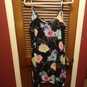 medium black and rainbow floral dress!@